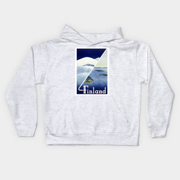 Vintage Travel Poster Finland Kids Hoodie by vintagetreasure